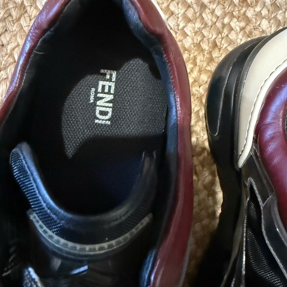 Fendi Stylish Black and Burgundy Men's Sneakers - Picture 6 of 12